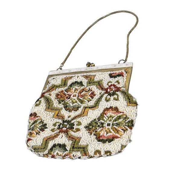 Walborg Vintage Tapestry Purse Multicolor Beaded Kisslock Boho Hippie Retro - Picture 2 of 8